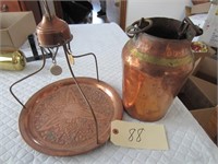 Copper hanging tray, jug