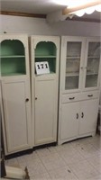 Wood cupboards and China cabinet 3 pieces