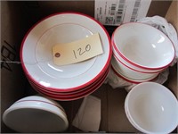 red and white dishes