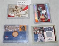 4 BASEBALL JERSEY CARDS - 3 ARE NUMBERED