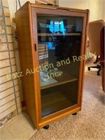 WOOD DISPLAY/ENTERTAINMENT CASE WITH GLASS FRONT