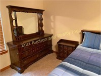 KING SIZE HEADBOARD, 2 NIGHT STANDS, DRESSER WITH