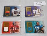 4 CERTIFIED LEAF JERSEY NUMBERED FOOTBALL CARDS