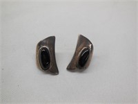 Sterling Silver Earrings w/Black Stones