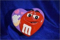 Red M&M's Ceramic Heart Shape Trinket Box