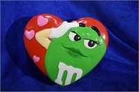 Green M&M's Ceramic Heart Shape Trinket Box