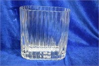 Oval Ribbed Cut Glass Vase