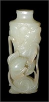 Chinese Carved White Jade Lotus Vase, Early 19th