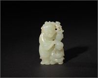 Chinese Jade Carving of Hehe Erxian, 19th C#