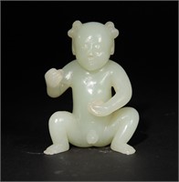 Chinese Carved Jade Boy, 18th C#