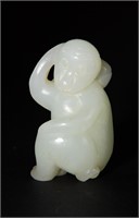 Chinese White Jade Monkey Pendant, 18/19th C#
