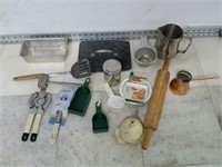 Lot of Assorted Kitchen Tools - Rolling Pin, Ect.
