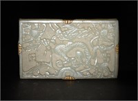 Chinese Jade Dragon Plaque w/ Box, Ming