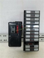 Panasonic RN-125 Microcassette Recorder w/ 9 Tapes