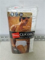 6 Pr Men's Hanes Full Cut Briefs Underwear Sz 34