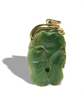 Chinese Jadeite Lotus Pendant, 19th C#