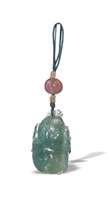 Chinese Carved Blue Tourmaline Pendant, 19th C#