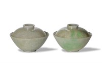 Pair of Chinese Jadeite Bowls, 19th Century