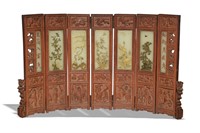 Chinese White Jade Inlaid Gilt Panel, 19th C#