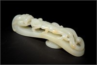 Chinese White Jade Dragon Hook, 18th C# or Earlier