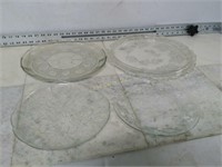Qty (4) Assorted Round Glass Trays