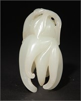 Chinese White Jade Carved Buddha's Hand, 19th C#