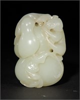 Chinese White Jade Hulu Gourds Toggle, 18-19th C#