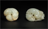 2 Chinese Jade Toggles of Beasts, 18-19th C#