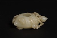 Chinese White Jade Peach Shape Water Coupe, 18th C