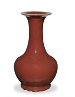 Chinese Red Glazed Vase, 18-19th C#