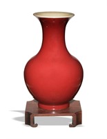 Chinese Red Glazed Vase, 19th C#