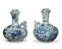Pair of Blue and White Jun Chi Vases, Ming