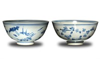 Pair of Chinese Blue and White Bowls, Kangxi