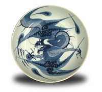 Chinese Blue & White Dragon Charger, Yongzheng