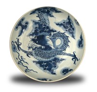 Chinese Blue & White Dragon Charger, Yongzheng