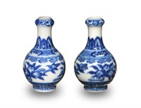 Pair of Chinese Blue & White Vases, Republic