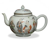 Chinese Teapot w/ 8 Immortals, 18th C#