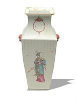 Chinese Famille Rose Square Vase, Early 19th C#