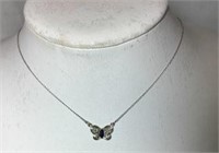14kt White Gold Sapphire Butterfly Necklace