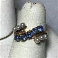 Vintage 14kt Yellow Gold Ring w/ Blue Sapphires