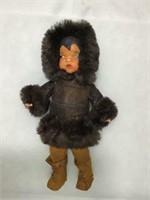 Eskimo Doll w/ Suede & Fur Clothing