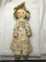Folk Art Handsewn & Hand-Painted Doll