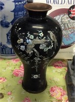 Black Asian metal vase