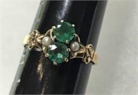 Vintage Double Emeralds w/ Seed Pearl Accents