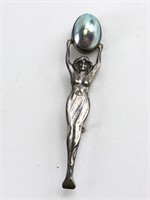 VTG Art Nouveau Style Sterling Silver Pin/