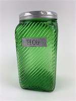 Vintage Hoosier Green Depression Glass Flour