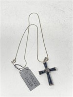 Sterling Cross Necklace Signed NS 925.  Sterling