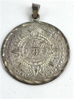 Sterling Silver Aztec Calendar Pendant