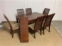 Art Van Dining Table W/Leaf, Six Chairs