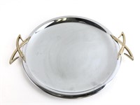 Silver & Goldtone Serving Platter 13.5"